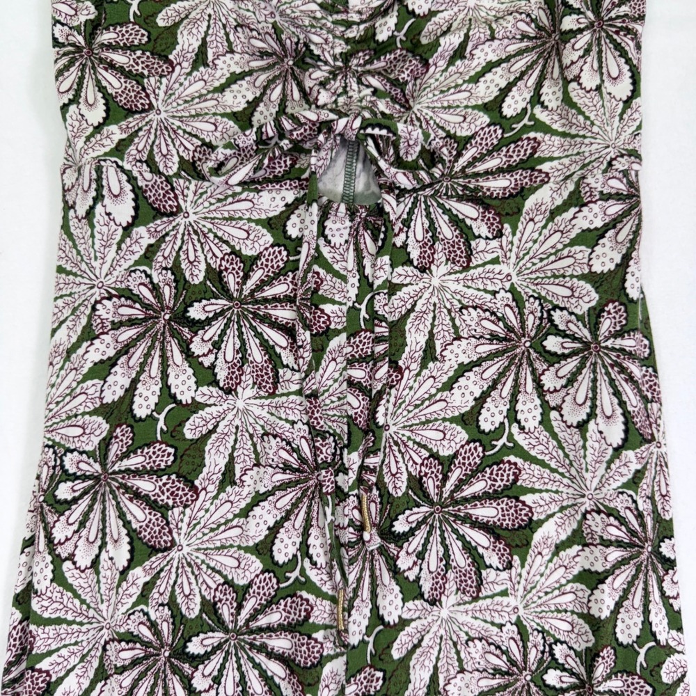 Anthropologie Jessie Floral Print Wide Leg Green Jersey Knit Jumpsuit Size XS - Picture 8 of 11